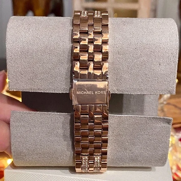 Michael Kors Women’s “Harlowe” Analog Pave Rose-Gold Watch, 38mm